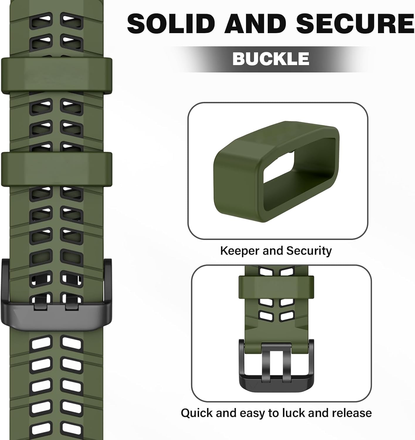 Zitel® Band Compatible with Garmin Forerunner 265, 255, 255 Music, Vivoactive 4 45mm, Venu 245 mm, Venu 3 45mm - 22mm Wide Quick Release Watch Band (Army Greem&Black)