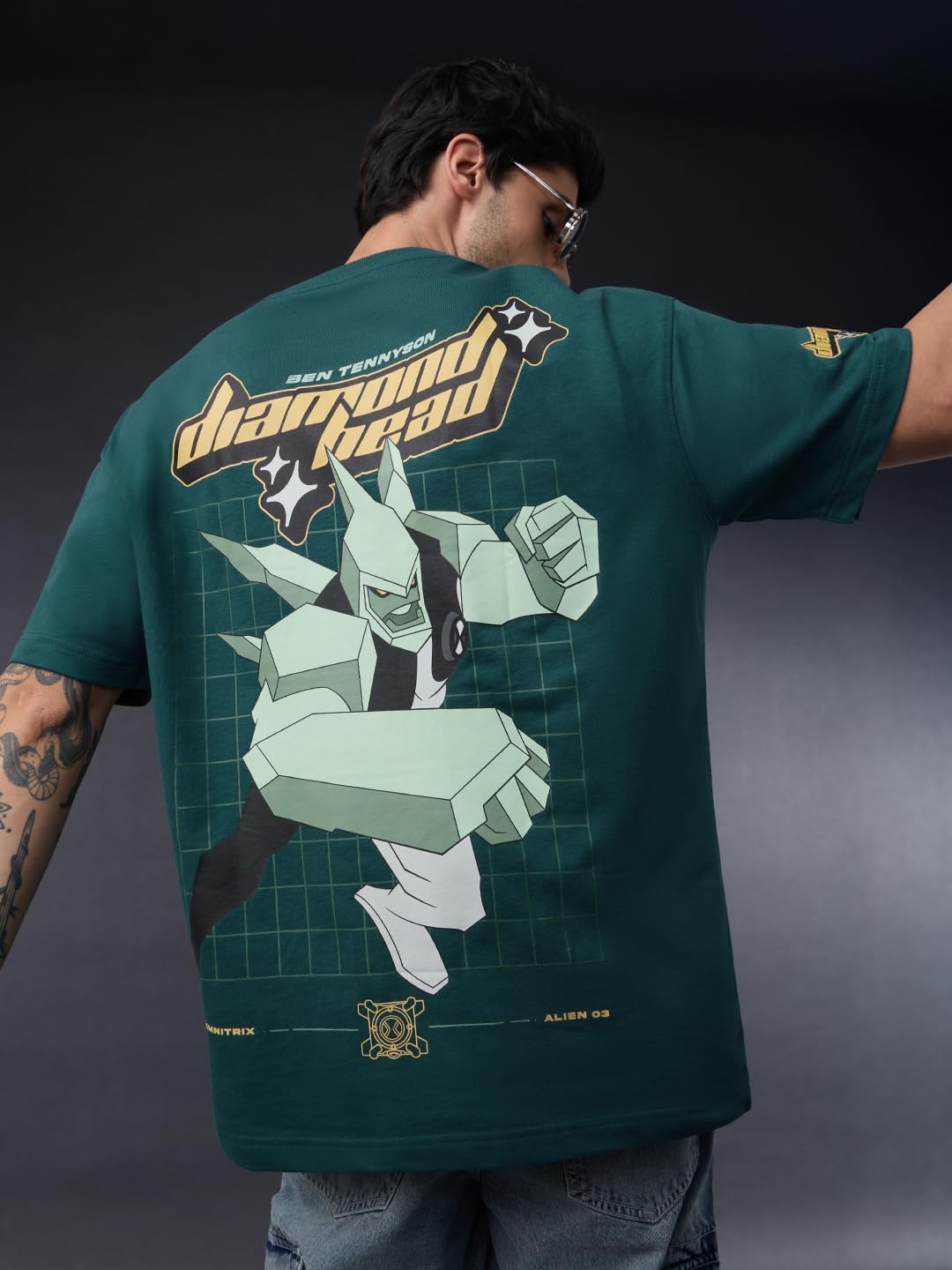 The Souled Store Ben 10: Men and Boys Short Sleeves Round Neck Drop Shoulder Casual Streetwear Trendy Cartoon Cotton Oversized T-Shirt