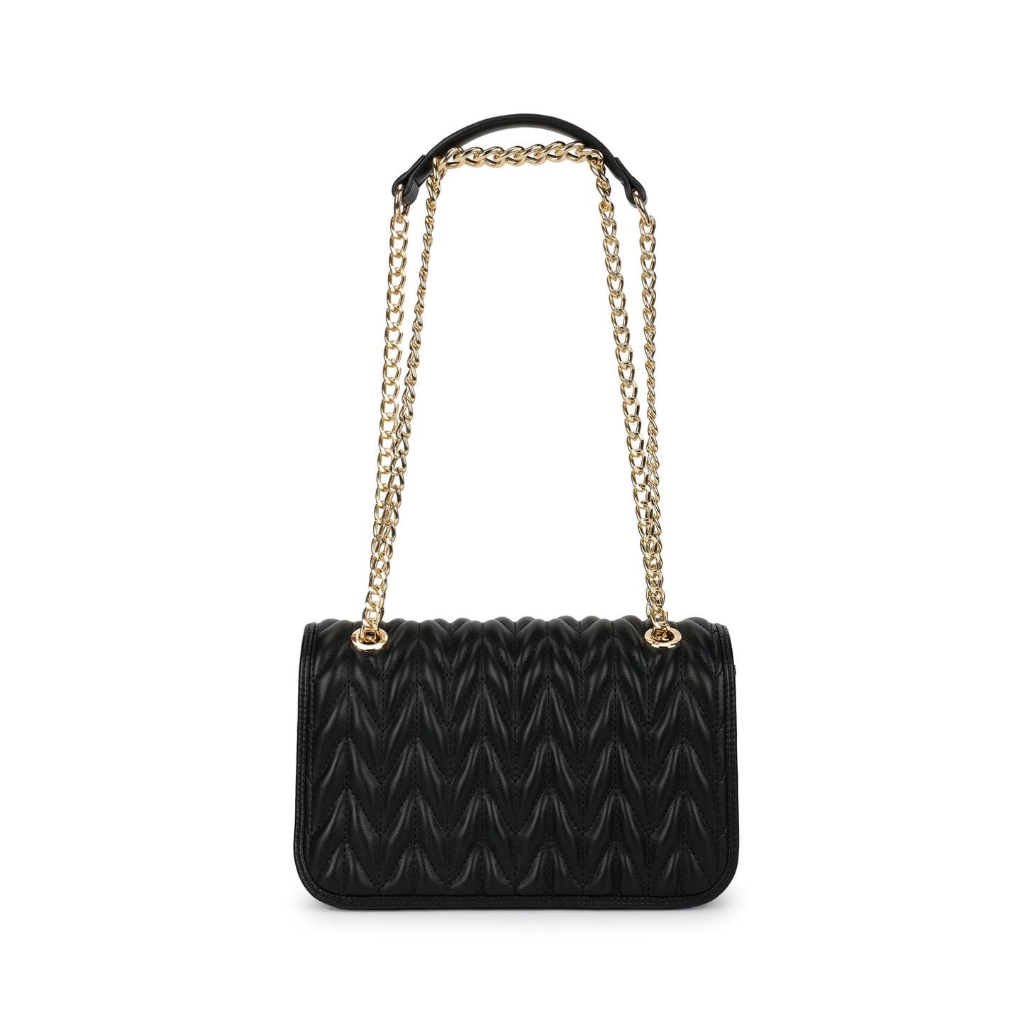 Fastrack QuiltGrid Shoulder Bag | Faux-Leather Women’s Handbag | Diamond Quilted Design | Adjustable Chain Strap | Zipper & Magnetic Closure | Gold-Finish Hardware