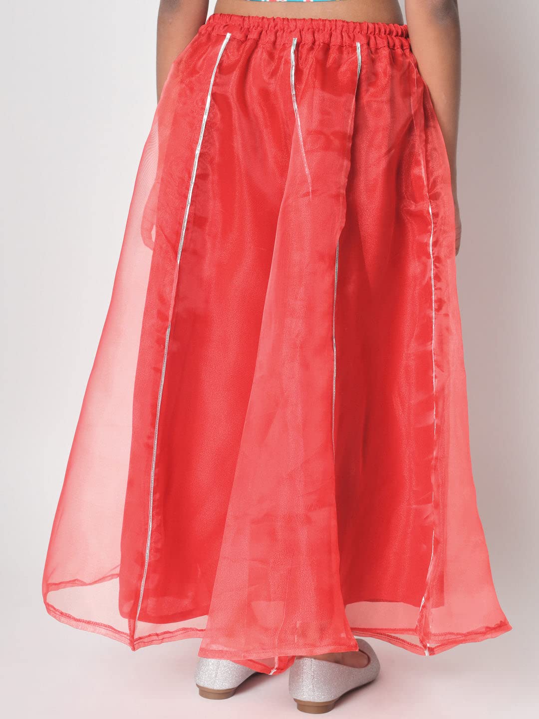 studio rasa Girls Organza Embellished Kalidaar Kids Skirt for Wedding Party Festive(GSC12303/7-8_Red_7-8yrs)
