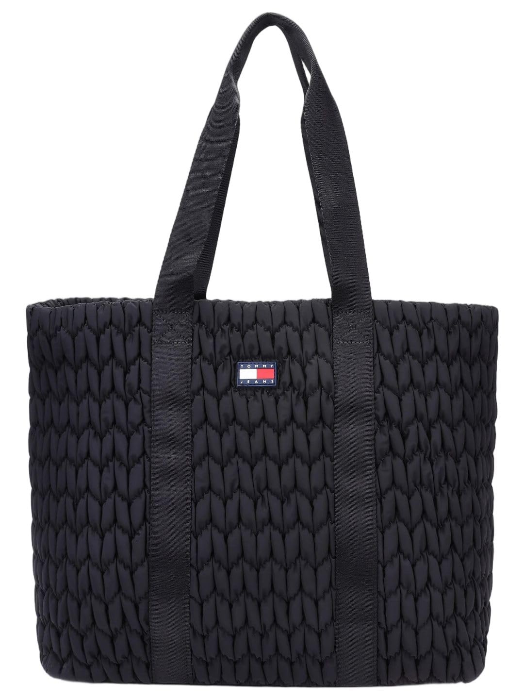 Tommy Hilfiger Quilted Black Polyester Tote Bag