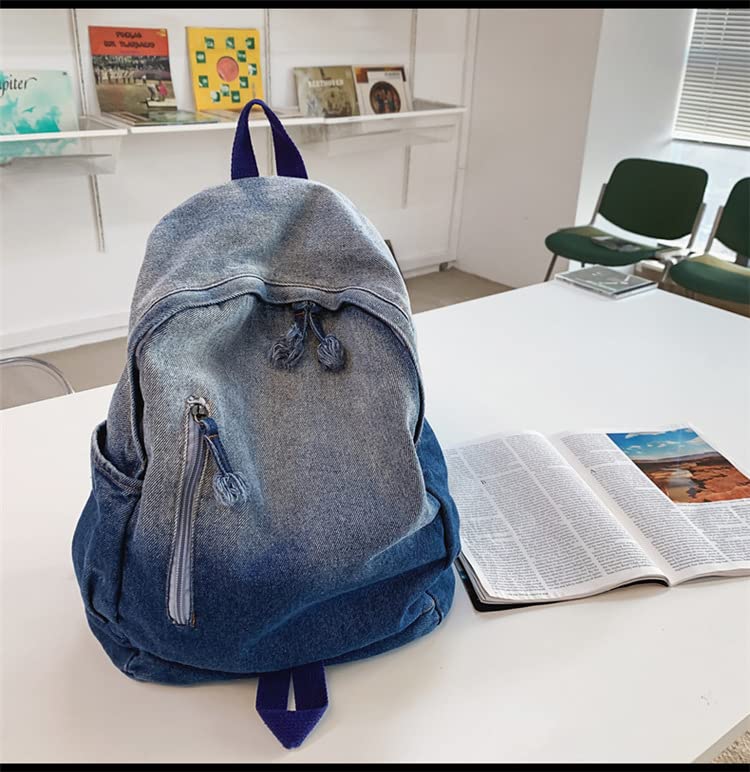 MHT BY MOHIT® New Simple Schoolbag – Denim Canvas Washed Versatile Backpack for Men & Women, Couples