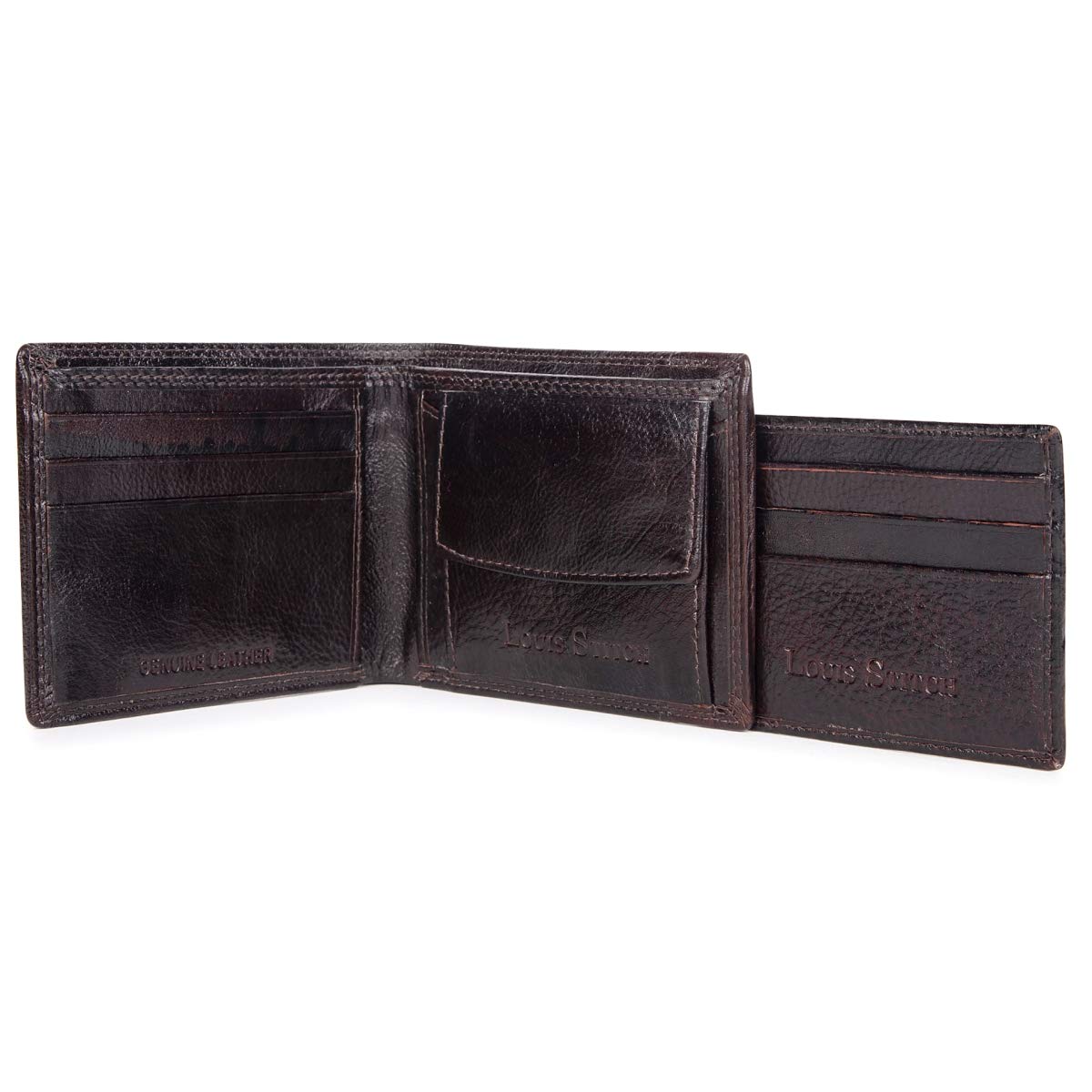 LOUIS STITCH Mens Wallet Brown RFID Blocking Italian Leather Extendable RFID Blocking Italian Leather Wallets for Men Ultra Slim Credit Card Holder |Prague_Eudt|