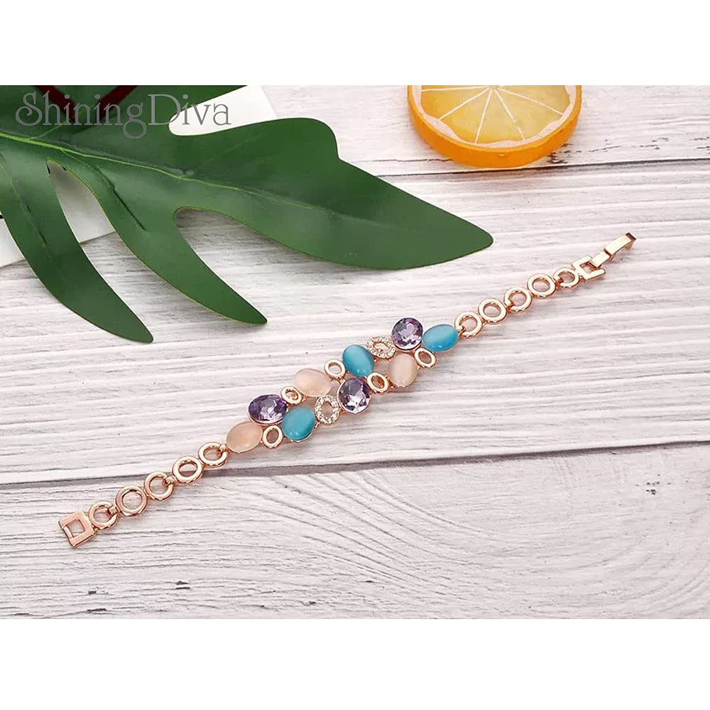 Shining Diva Fashion Latest Stylish Rose Gold Austrian Crystal Bracelet For Women And Girls (11942B), Free Valentine Gift for Girlfriend