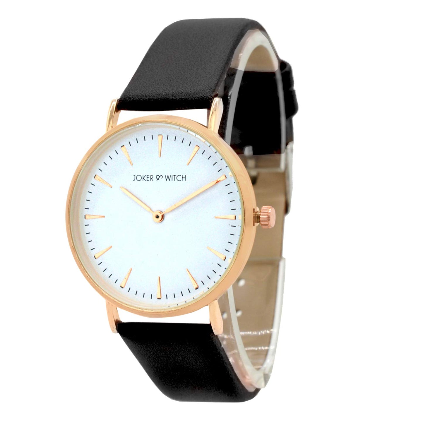 Joker & Witch Synthetic Palin White Dial Black Analogue Watch Bracelet Gift Set For Women, Black Band