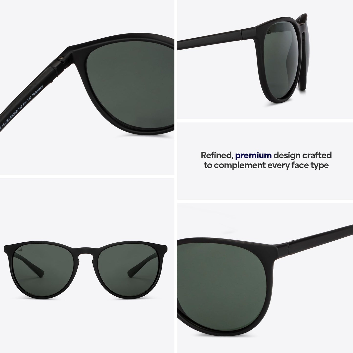 Vincent Chase By Lenskart | Black Full Rim Round | Polarized Stylish Sunglasses | 100% UV Protected | For Men & Women (Wide, VC S14460)