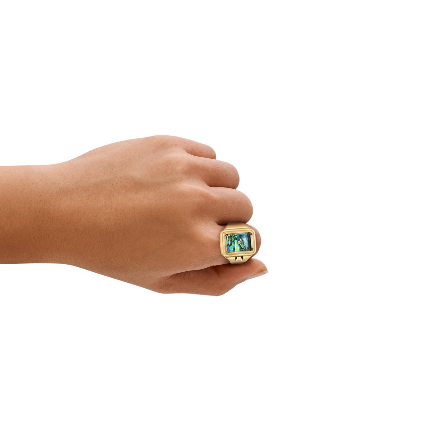 Fossil Analog Women Off-White Gold Raquel Watch Ring Quartz Stainless Steel Watch ES5411