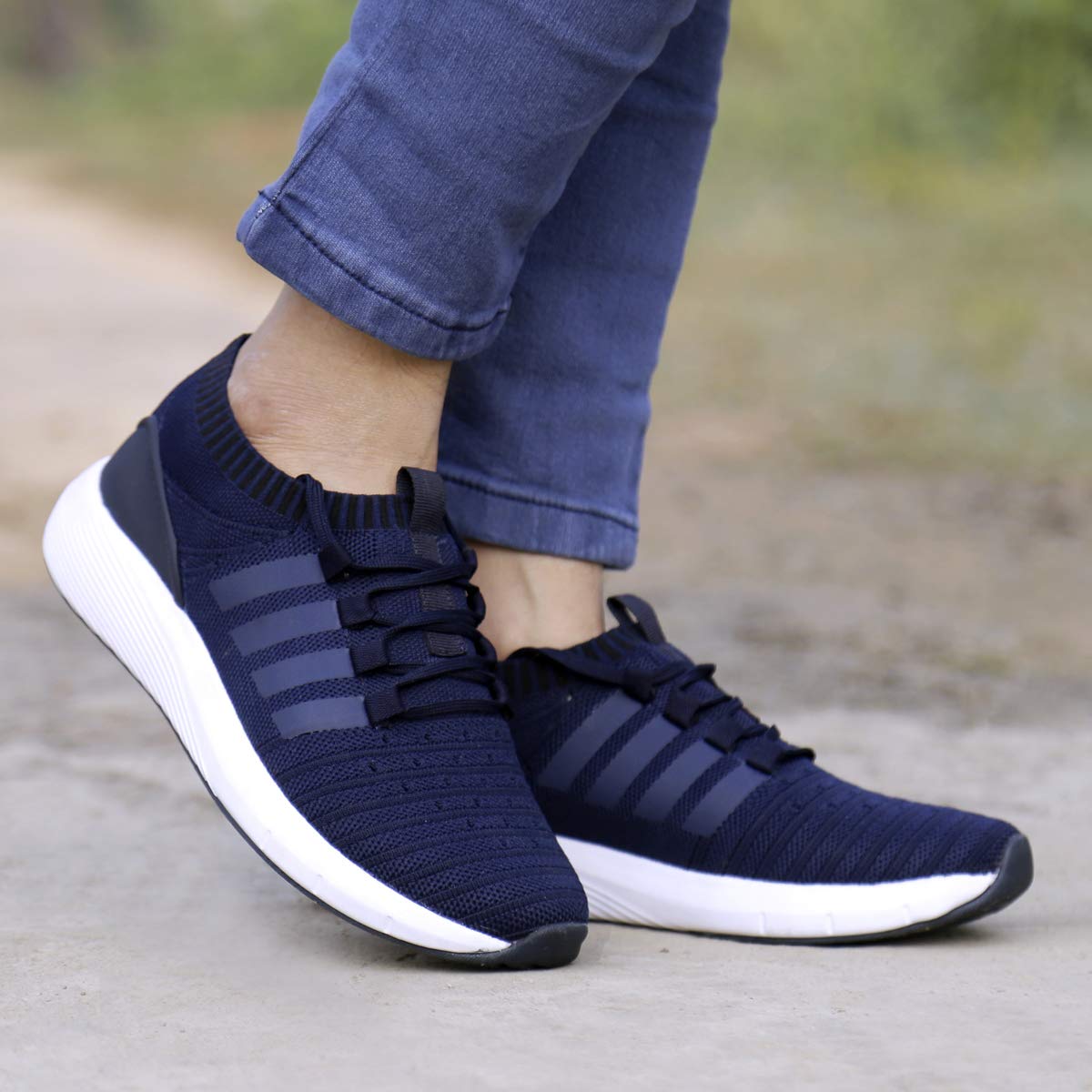 Bacca Bucci® Men's BOOSTIVA Running Shoes, Lightweight Socks Casual Sneakers Workout/Walking Sport Athletic Shoes for Training Jogging & Gyming- Blue, Size UK6