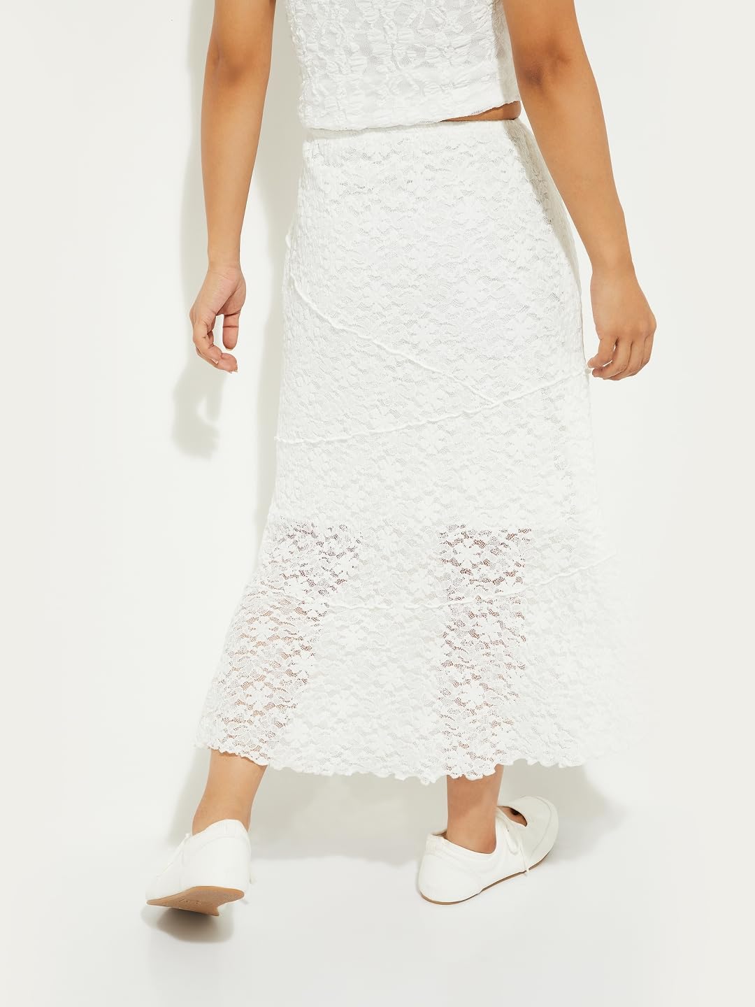 Max Alaya F x URB_N Women Lace Long Skirt (Ivory_M)