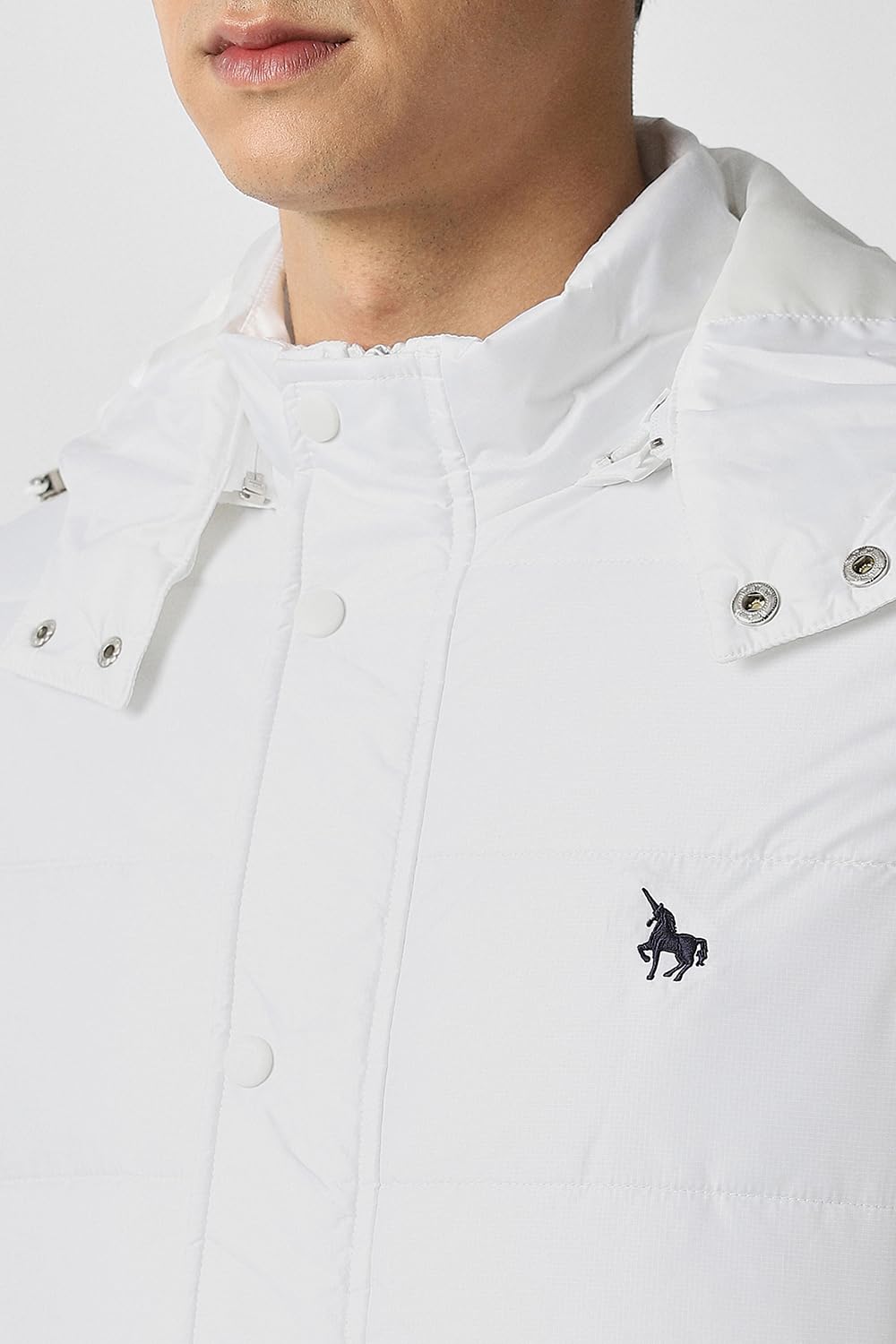 Men White Solid Casual Jacket