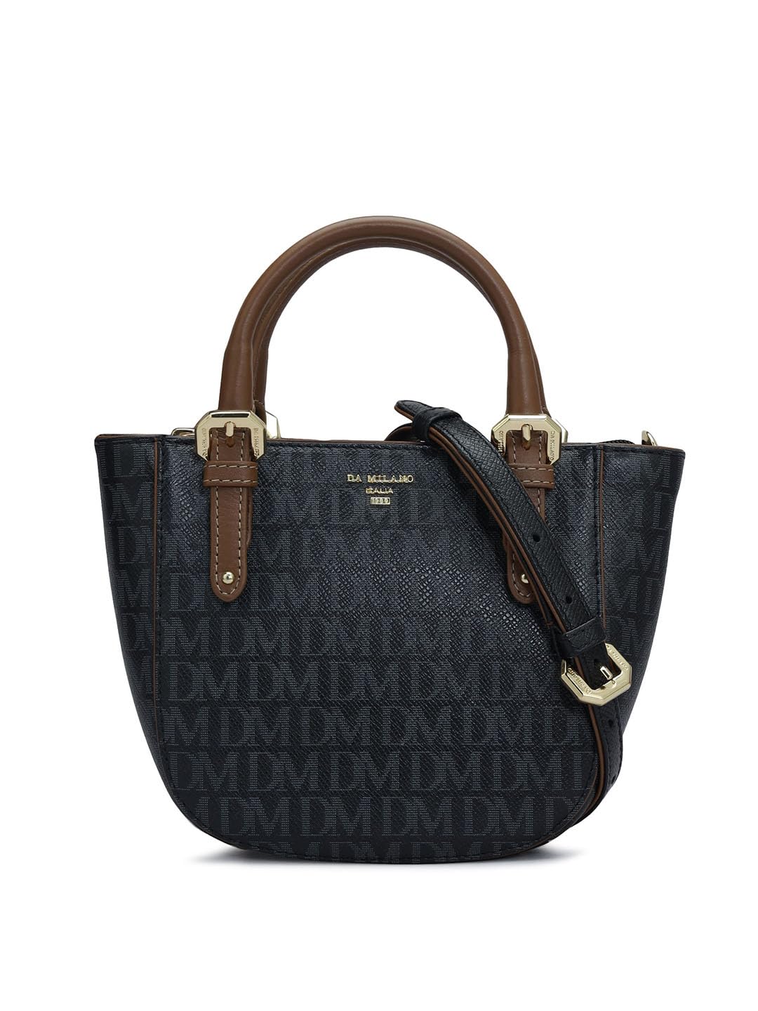 Da Milano Genuine Leather Black Satchel (Small) (00975A)