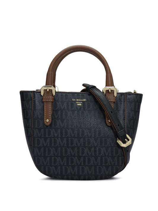 Da Milano Genuine Leather Black Satchel (Small) (00975A)