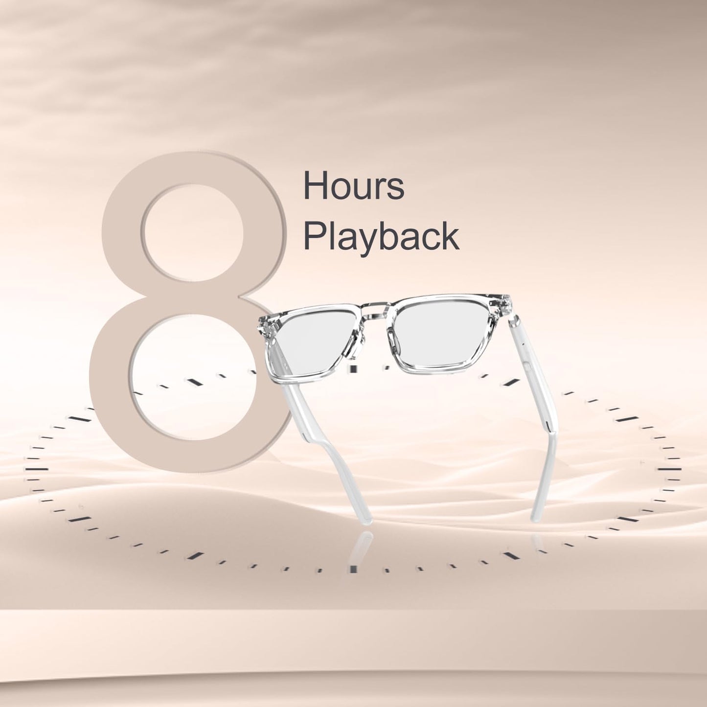 Tunifi G01 Smart Glasses Wireless Bluetooth with Magnetic Charging Hands-Free Calling, Anti-Blue Light, Sport Headset, Eyewear Intelligent Eyeglasses (White)