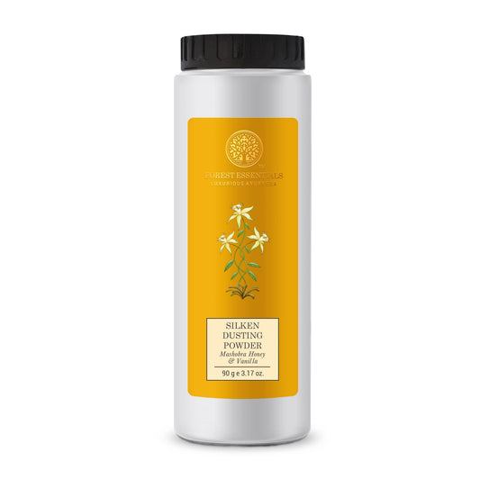 Forest Essentials Silken Dusting Powder Mashobra Honey & Vanilla | Natural Talc Free Powder with Vanilla & Honey| Highly Absorbent & Refreshing