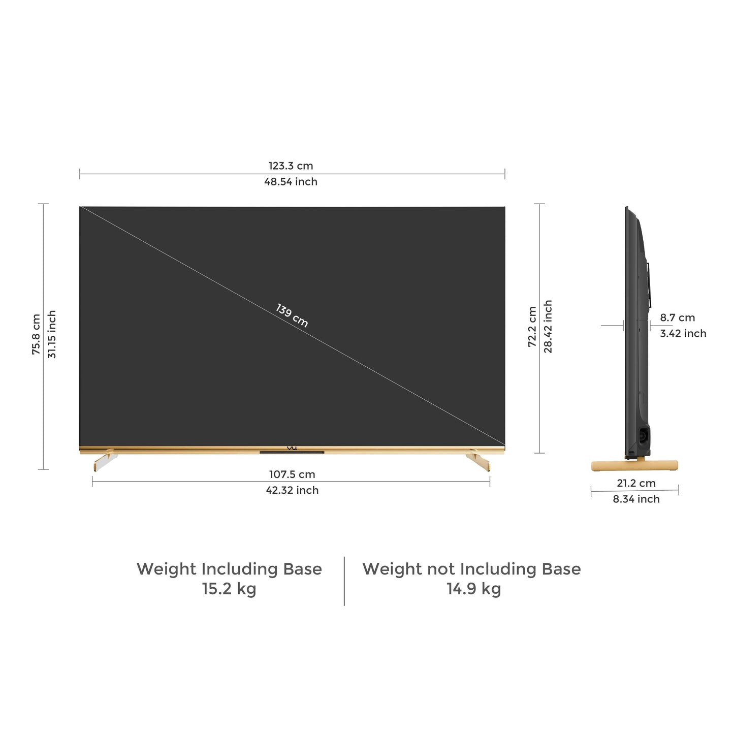 Vu 139cm (55 inches) Masterpiece Frame Series 4K QLED TV 55MASTERPIECE (Armani Gold)