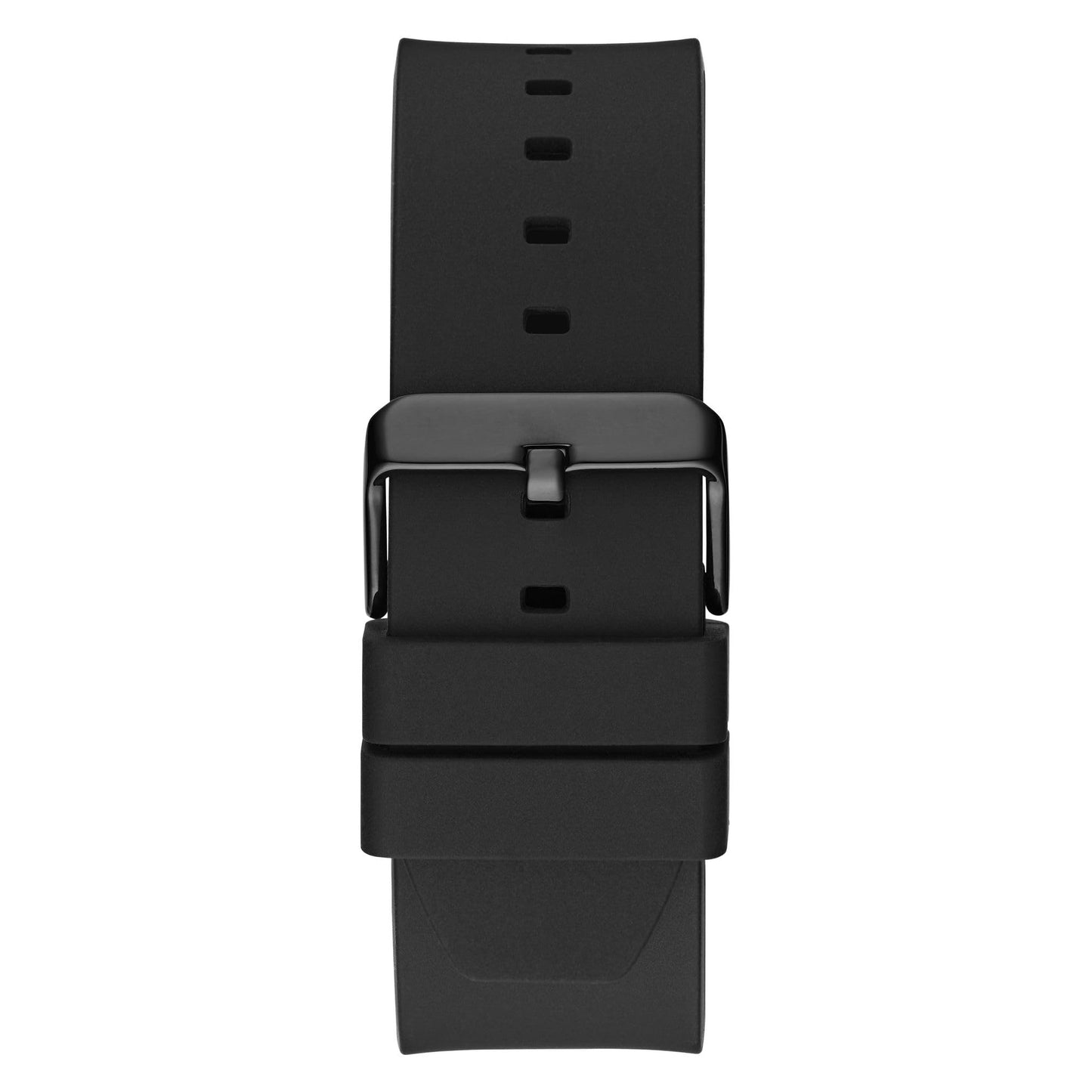 GUESS Silicone Men 44Mm Analog Watch - Black Strap Black Dial Black Case, Black/Black/Gold, Classic, Black Band