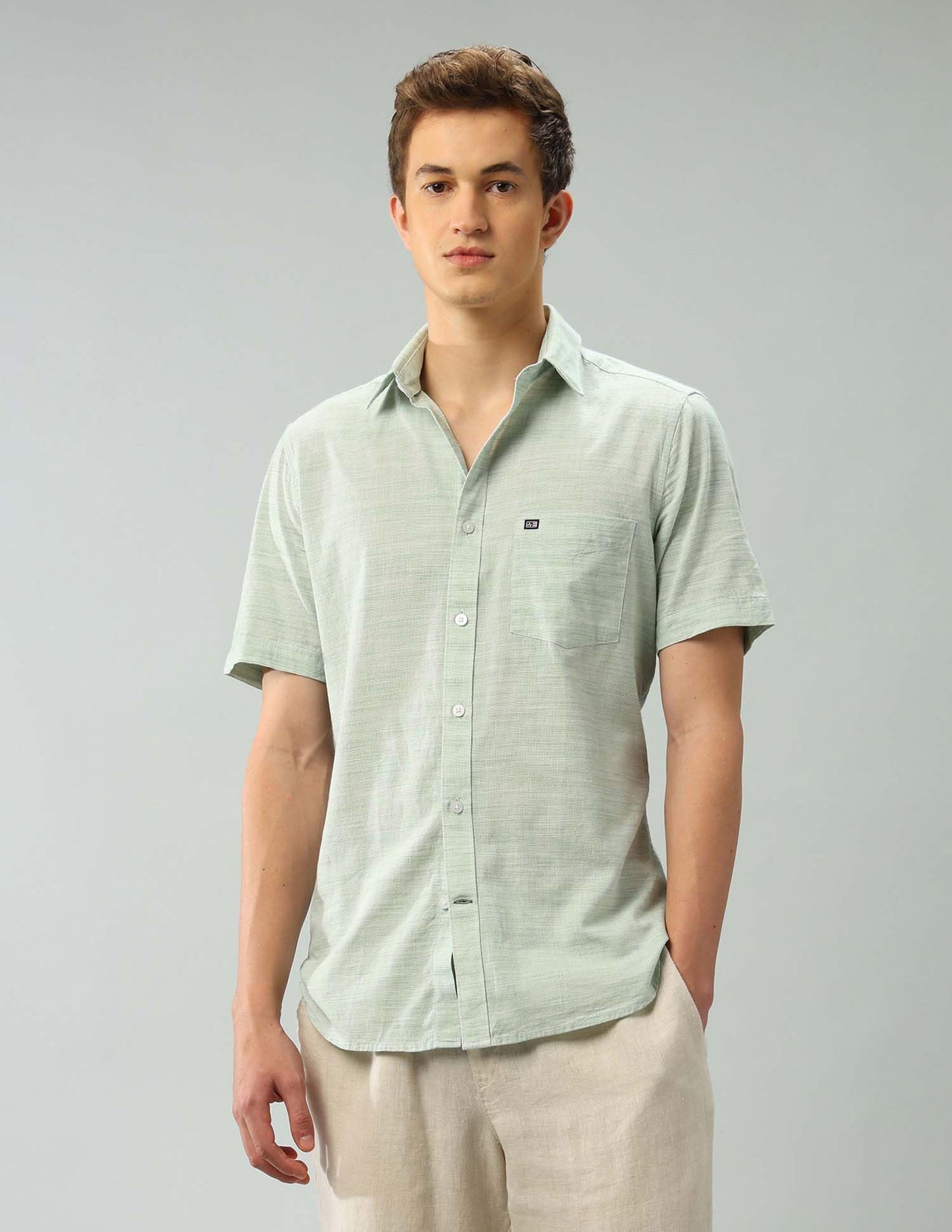 Arrow Sports Men's Green Abstract Printed Spread Collar Half Sleeve Casual Cotton Regular Fit Shirt (ASAJSH1777_Green_44)