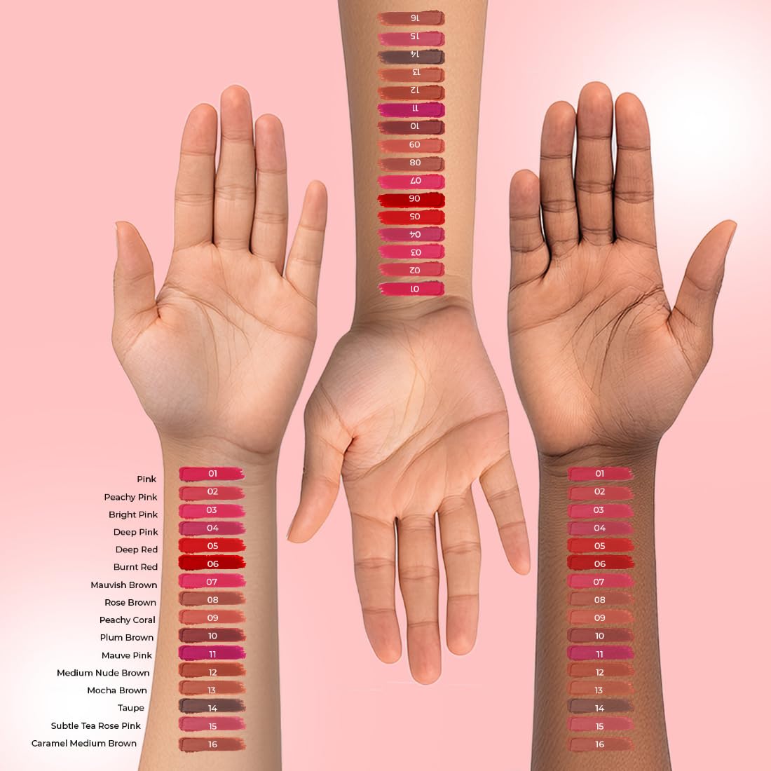 Just Herbs Ayurvedic Lipstick Micro-Mini Kit | Kit of 16 Matte Lipsticks | Long-lasting | Weightless | Ayurvedic Formula | Travel-friendly - 7g