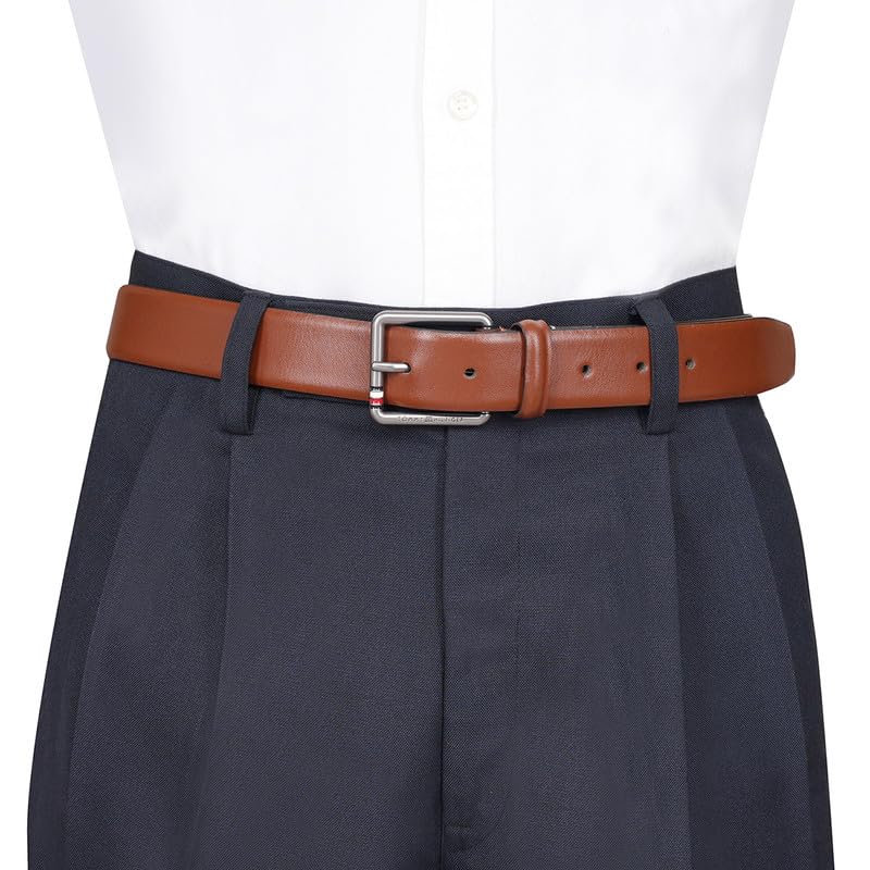 Tommy Hilfiger Men's Warrens Leather Belt - Rwb Pin Buckle - Versatile Tan For Classic Semi-Formal Styling & GentleMen's Gift | Size XL - 110 CM