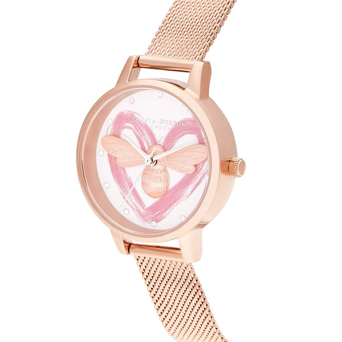 Olivia Burton You Have My Heart Analog White & BEE & Stone Dial Women's Watch-OB16FB01