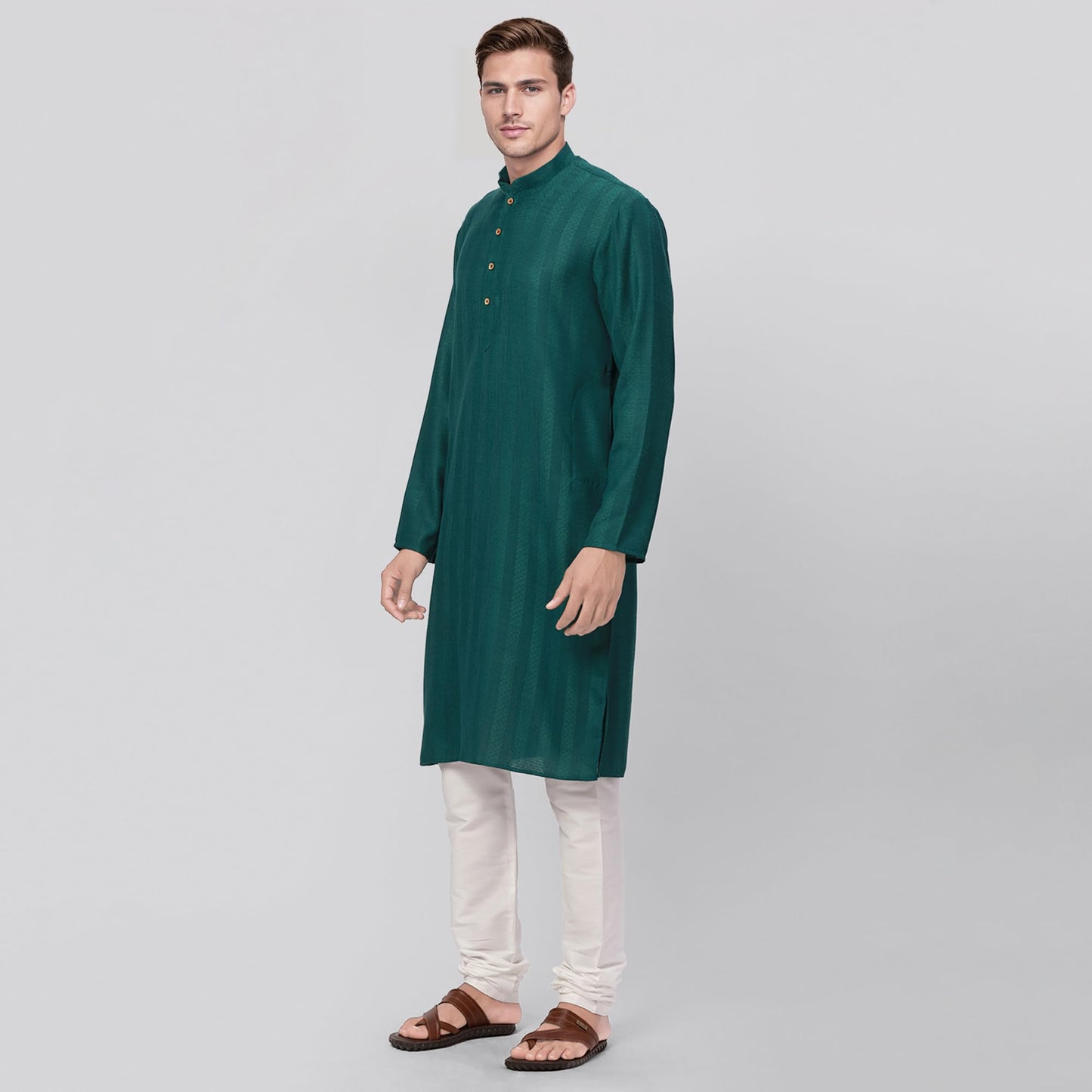 Raymond Ethnix Mens Dark Green Kurta Only