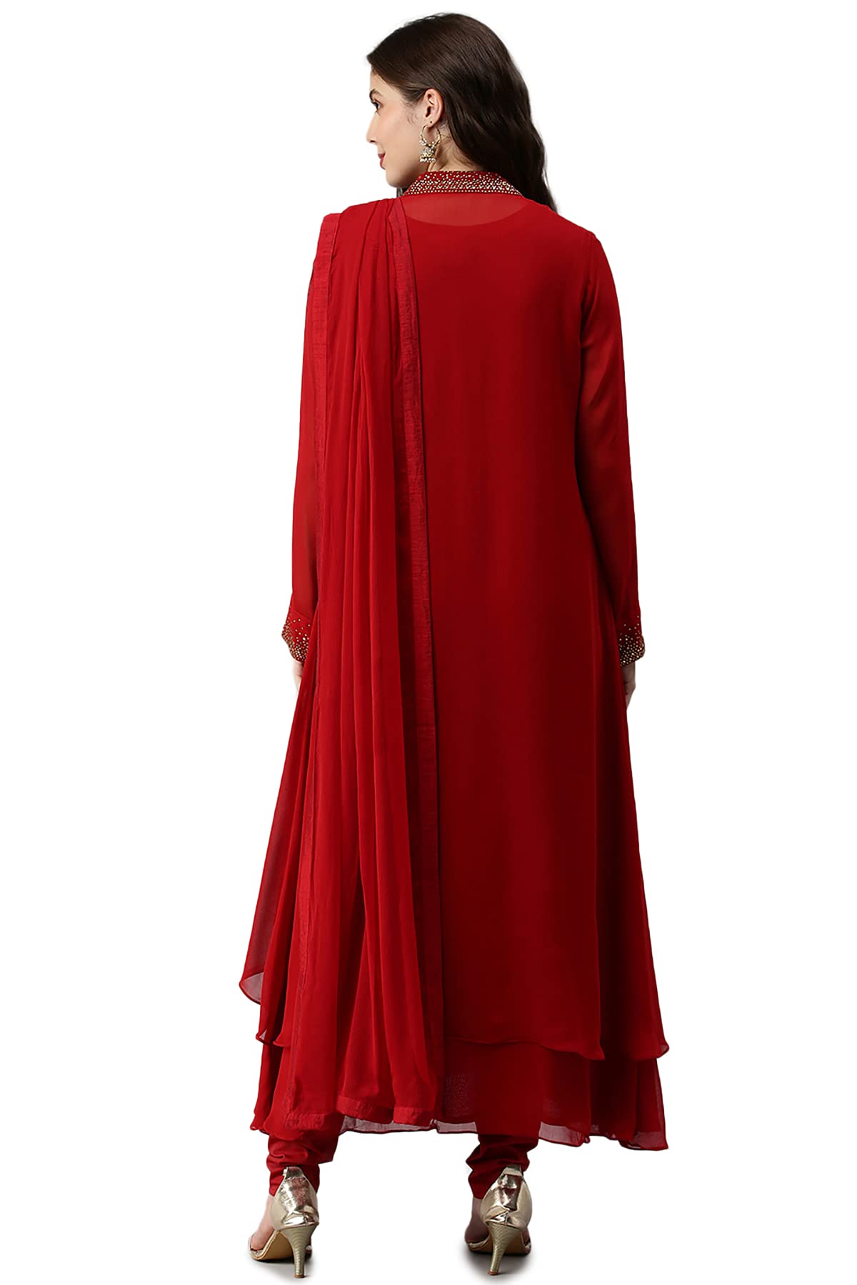 Soch Red Pure Georgette Embroidered Chudidar Set