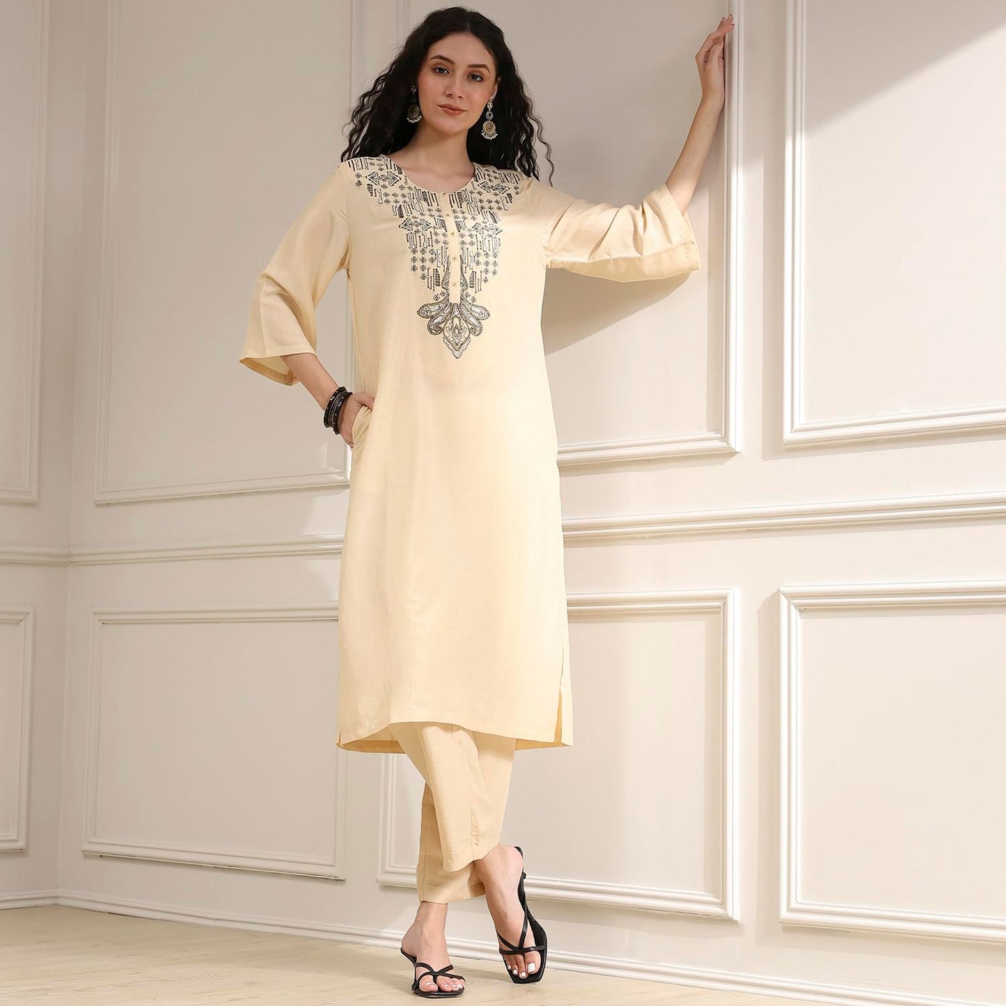 BIBA Women's Polyester Kurta Set