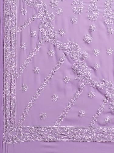 Ada Hand Embroidered Chikankari Georgette Mauve Saree for Women A183248