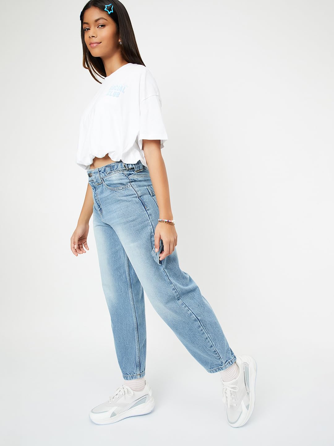 Max Girl's Regular Jeans (P24ETN09_Mid Blue