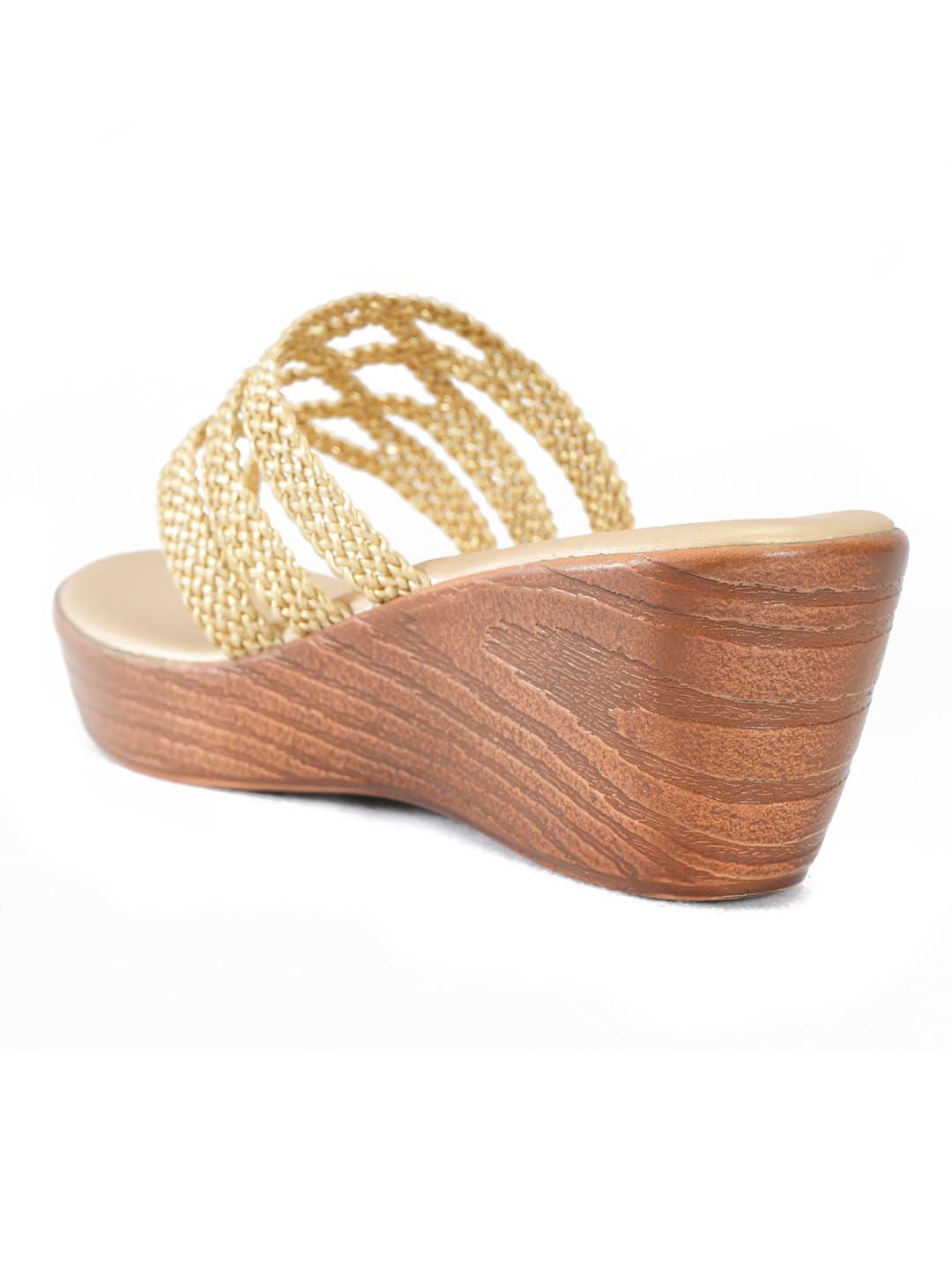 pelle albero Women Gold Embellished Slip-On Wedge Heels Sandals PA-GLM-08_GOLD_41