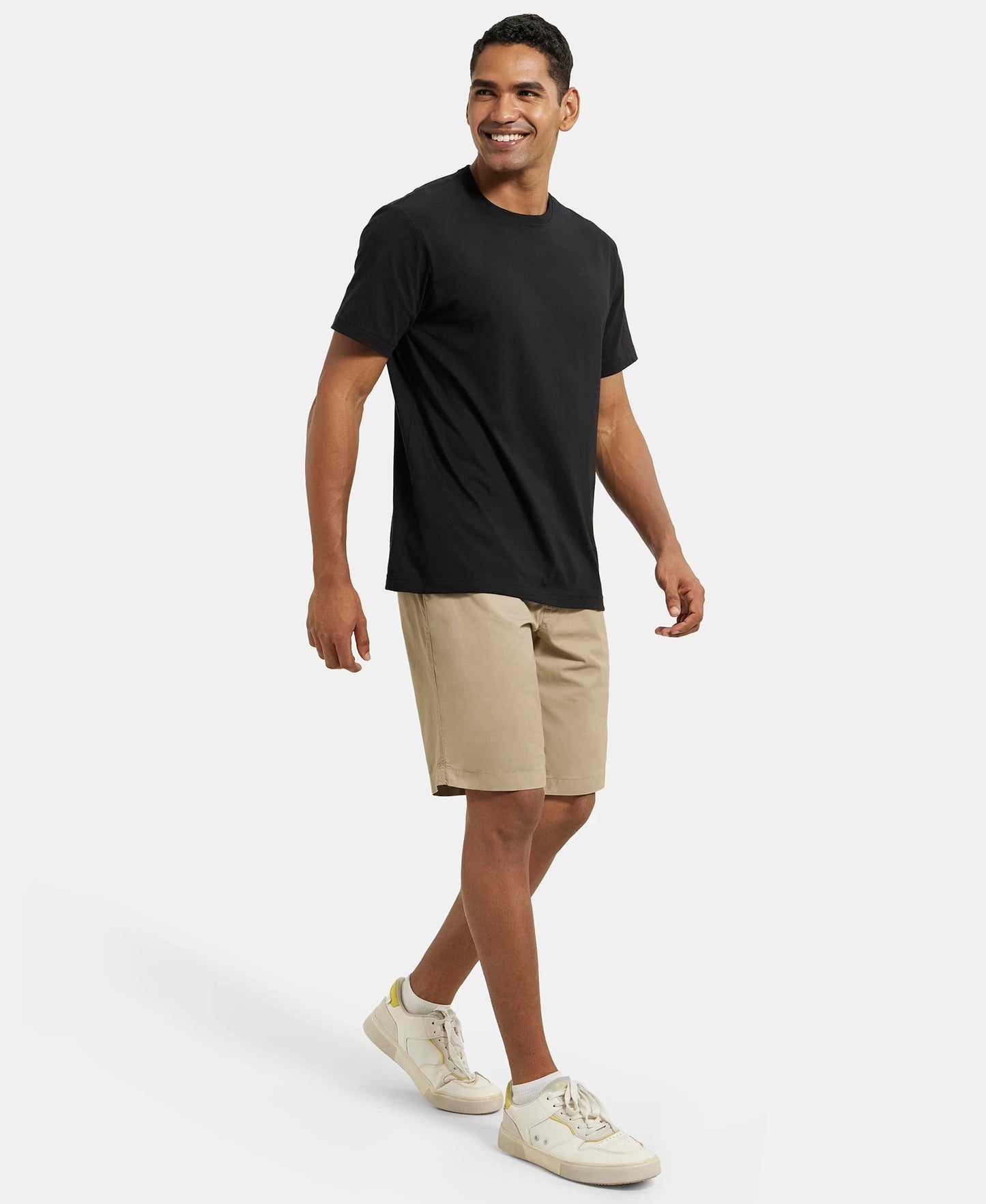 Jockey Men's Straight Fit Shorts (1203_Khaki_Medium)