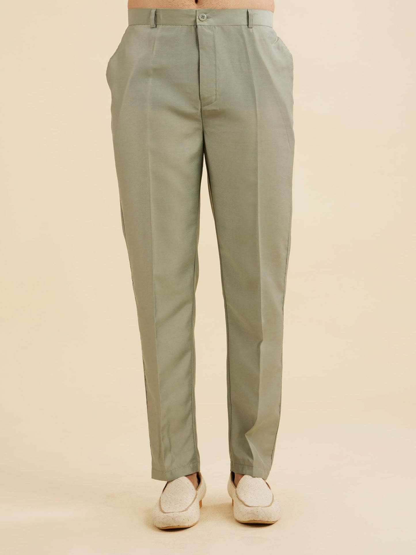 Manyavar Men's Art Silk Embroidery|Sequin Work Kurta Jacket Set (Light Mid Green,S)