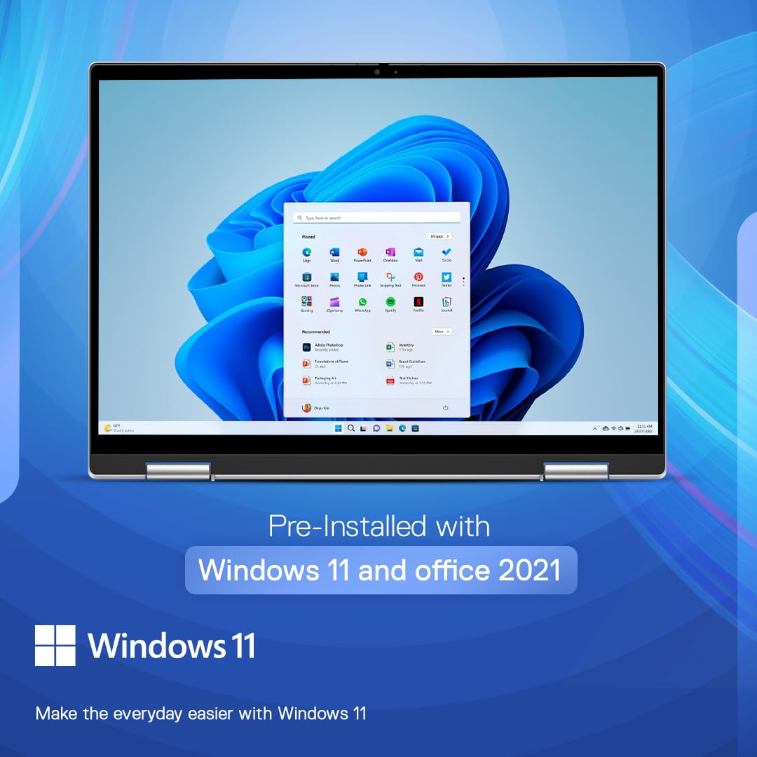 Dell Inspiron 7430 2in1 Touch 13th Gen Laptop, Intel Core i3-1315U Processor, 8GB, 256Gb SSD, 14.0" (35.56cm) FHD+ Display, Windows 11 + MSO'21, Backlit KB + Finger Print, Silver,Thin & Light- 1.58kg