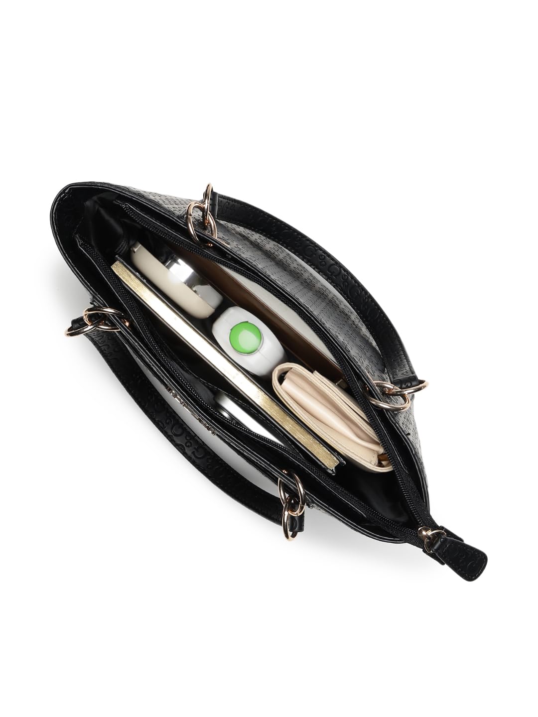 Guess Embossed Black Women Tote Bag