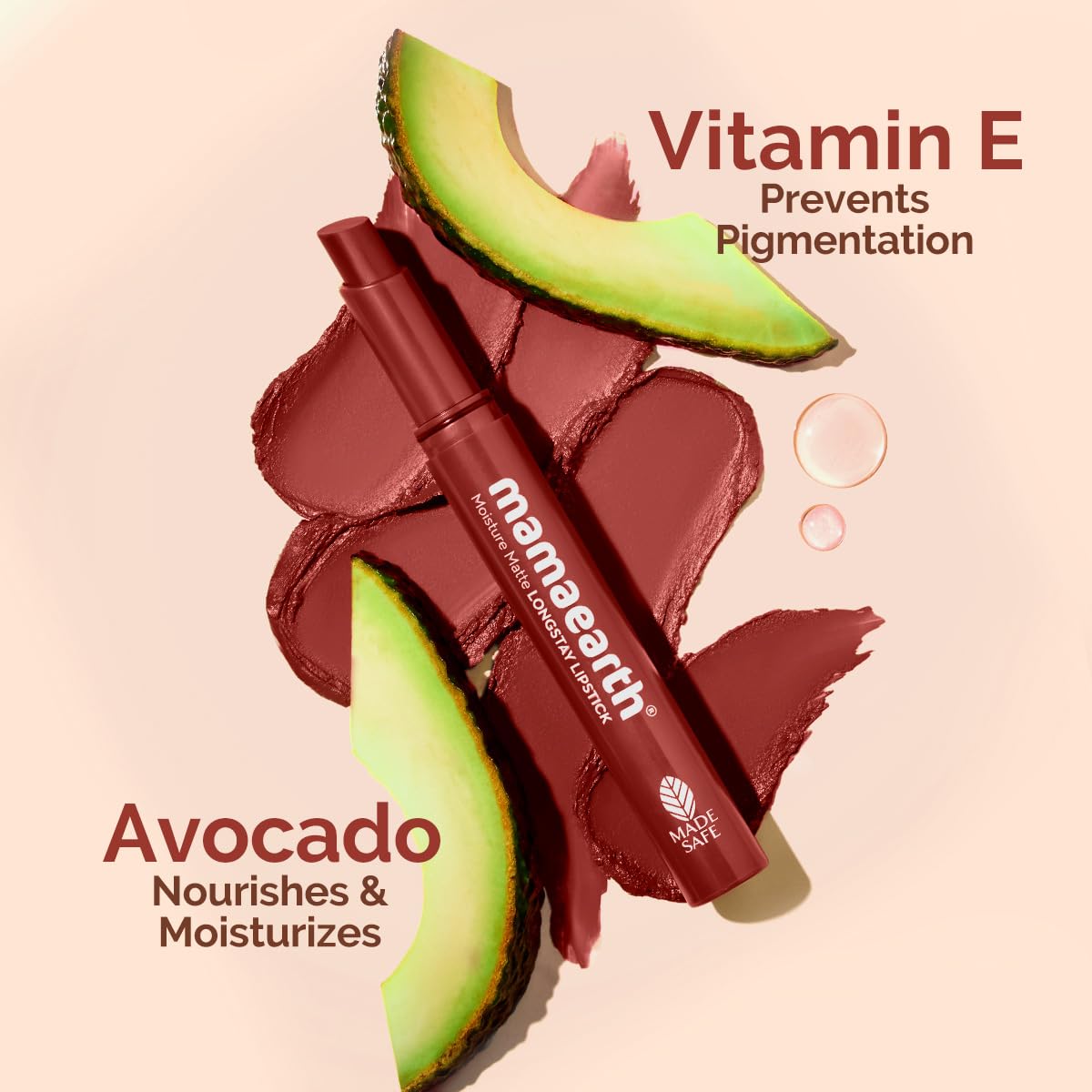 Moisture Matte Longstay Lipstick - 2g | Citrus Nude | 12-Hour Stay | 8-Hour Moisture Lock | Smudge-Proof