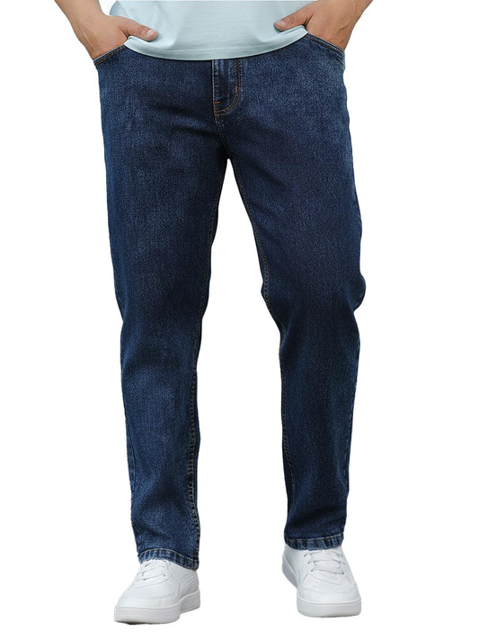 Urbano Plus Men's Dark Blue Regular Fit Washed Jeans Stretchable (plusavtowlregp-dblue-38)