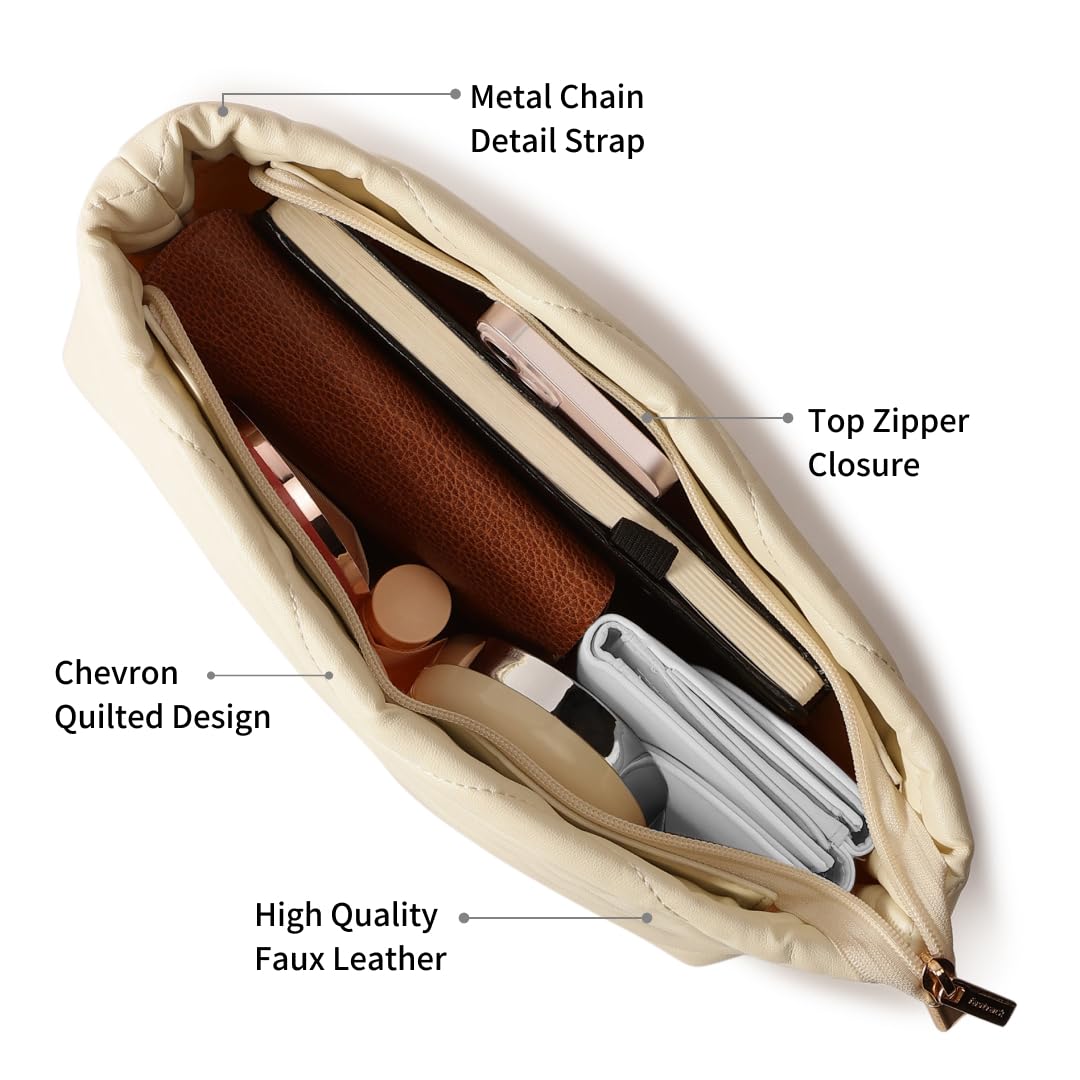 Fastrack Trendy Chevron Quilted Shoulder Bag | Faux-Leather Women's Handbags | Shoulder For Casual Carry, White