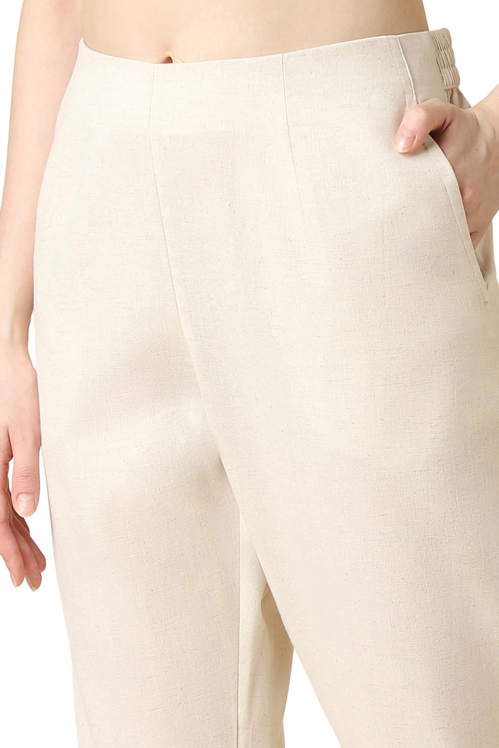 Van Heusen Women Cotton Solid Cigarette Pant - Relax Fit, Functional Pocketss