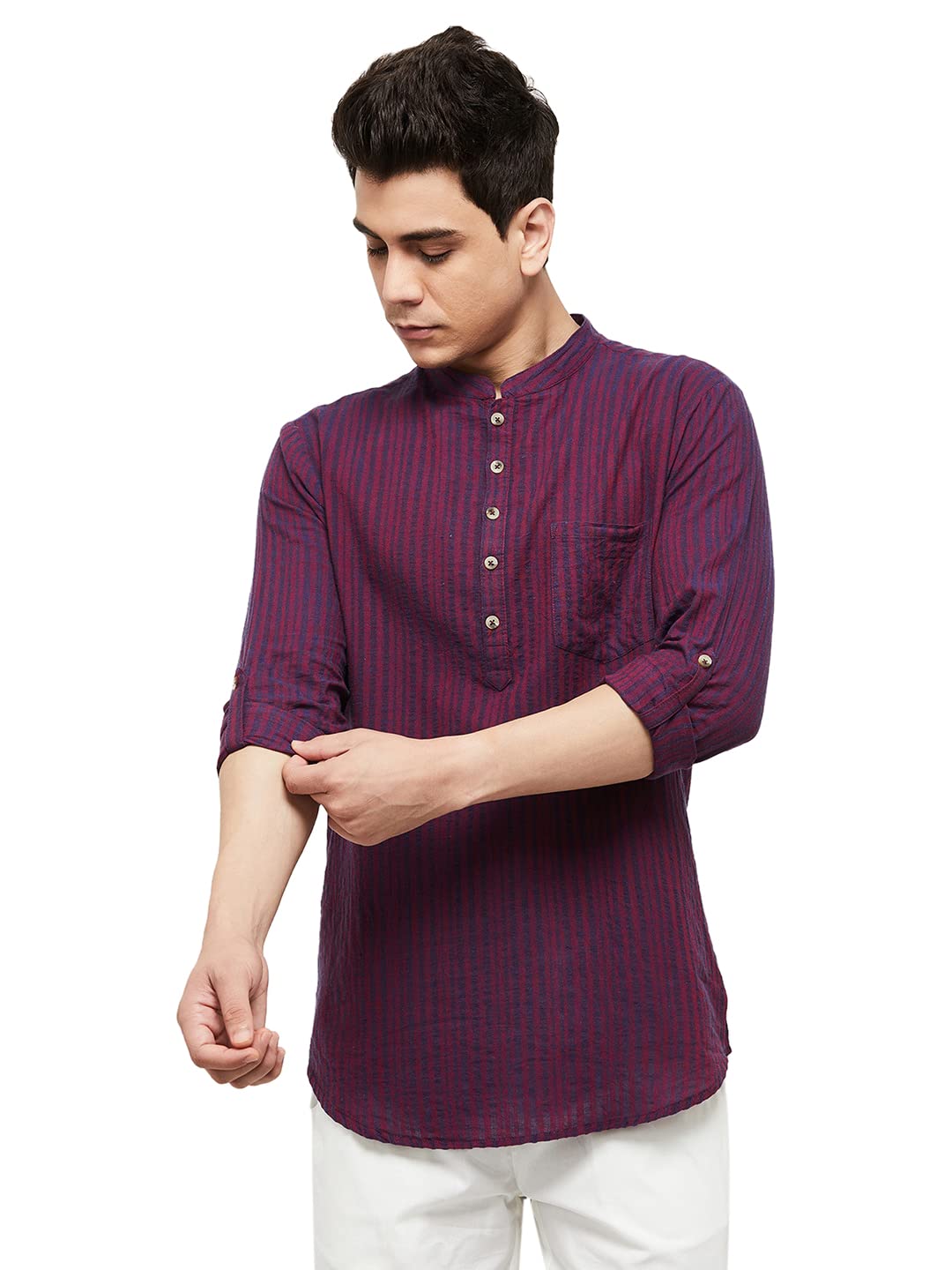 Max Men's Cotton Regular Fit Full Sleeves Short Regular Kurta (Fucstfs2290St_Maroon_S)