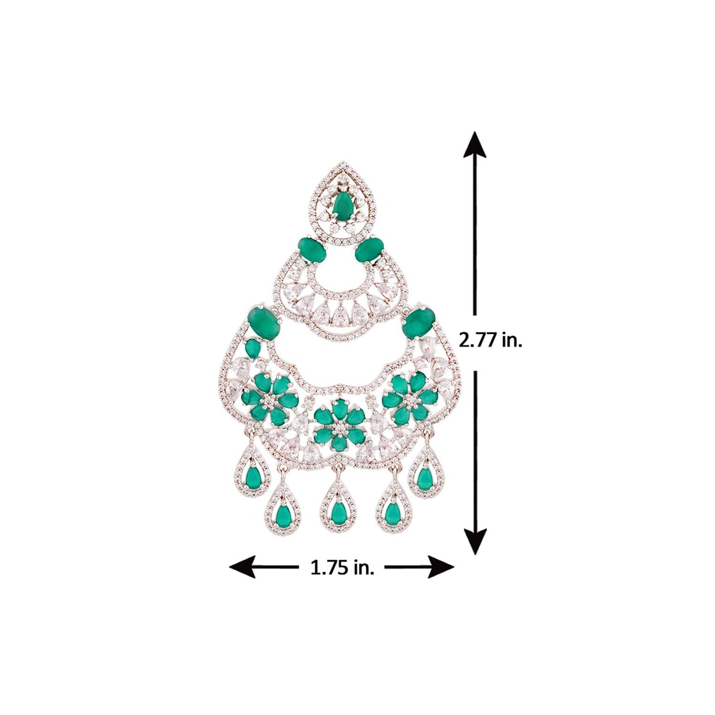 Voylla Green and White American Diamond CZ Gems Earrings