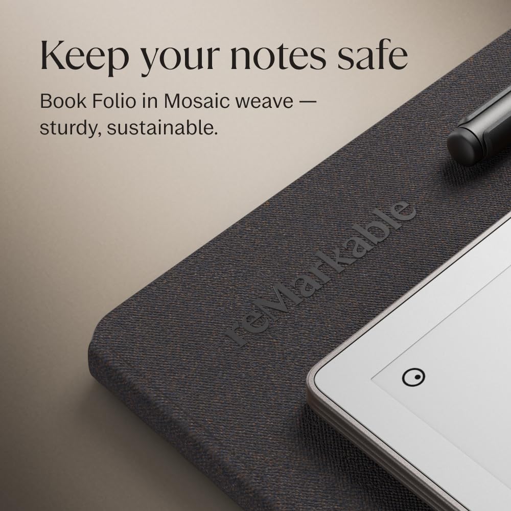 reMarkable Paper Pro Bundle Mosaic Weave Includes 11.8'' Paper Tablet Marker Plus Pen with Eraser and A Book Folio Cover Basalt, Grey