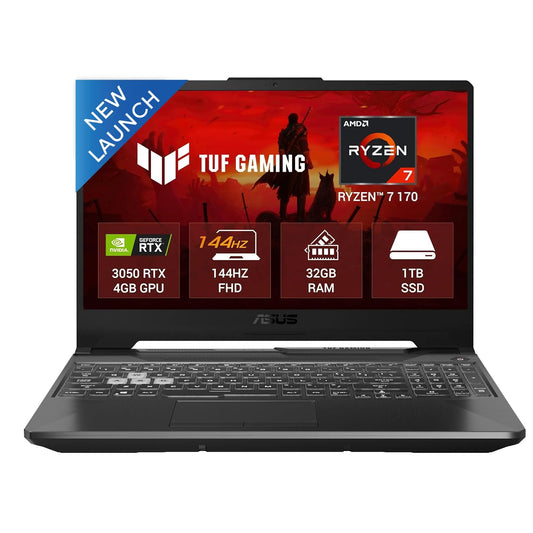 ASUS TUF A15 (2026),AMD Ryzen 7 170, RTX 3050-4GB, 32GB RAM (Upgradeable), 1TB SSD, FHD, 15.6"(39.6 cm), Windows 11, M365 Basic(1 Year),Office 2024,Graphite Black,2.3 Kg,FA506NCQ-HN010WS,Gaming Laptop