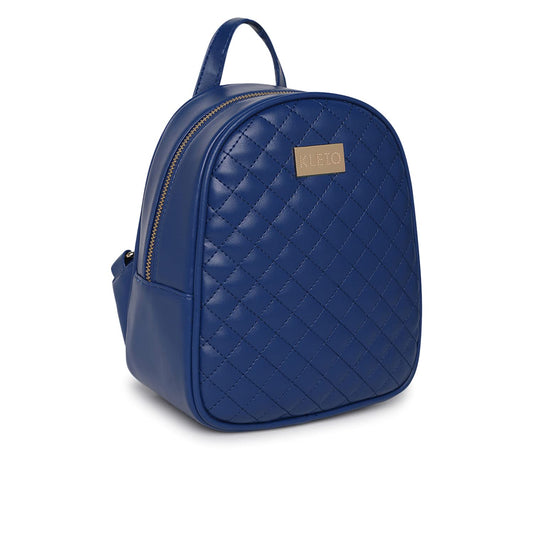 KLEIO Quilted Leather Multifunctional Backpack for Women (Royal Blue)