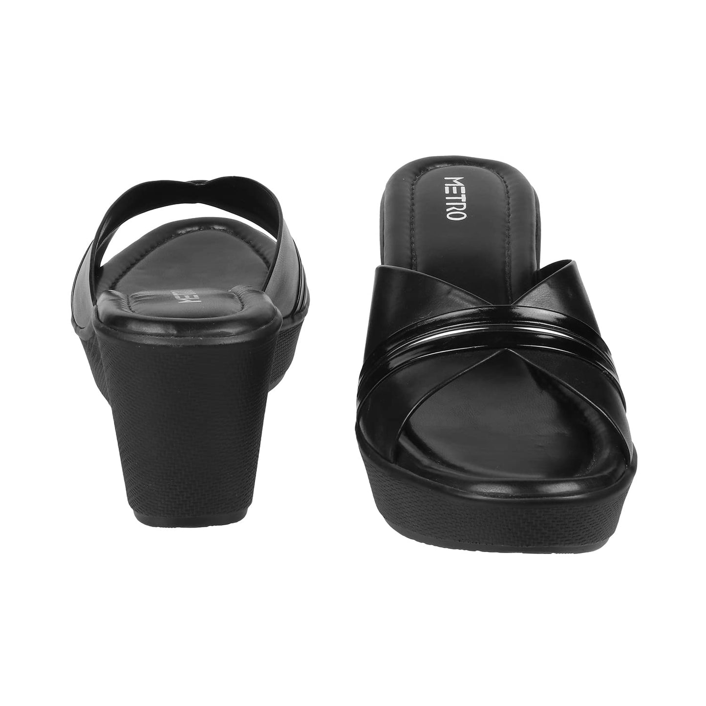 Metro Women Wedge Heel Fashion Slip-on Black UK/5 EU/38 (34-122)