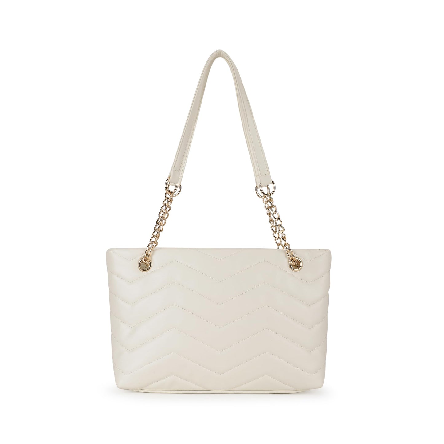 Fastrack Trendy Chevron Quilted Shoulder Bag | Faux-Leather Women's Handbags | Shoulder For Casual Carry, White