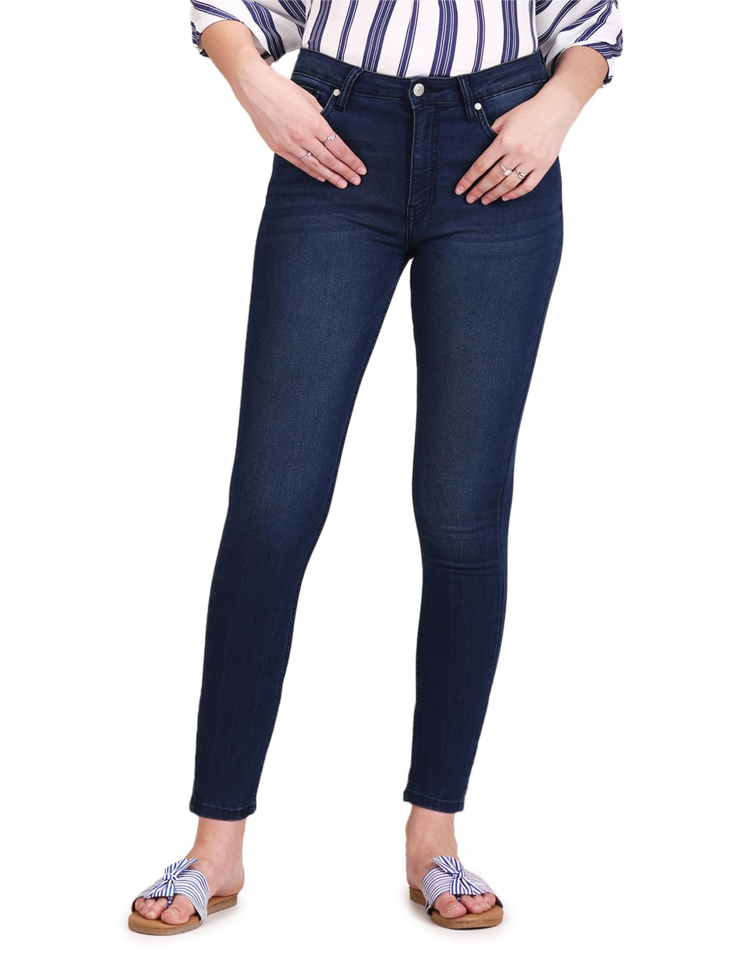U.S. POLO ASSN. Women's High Rise Stone Wash Jeans (UWSS23JN013_Blue_30)
