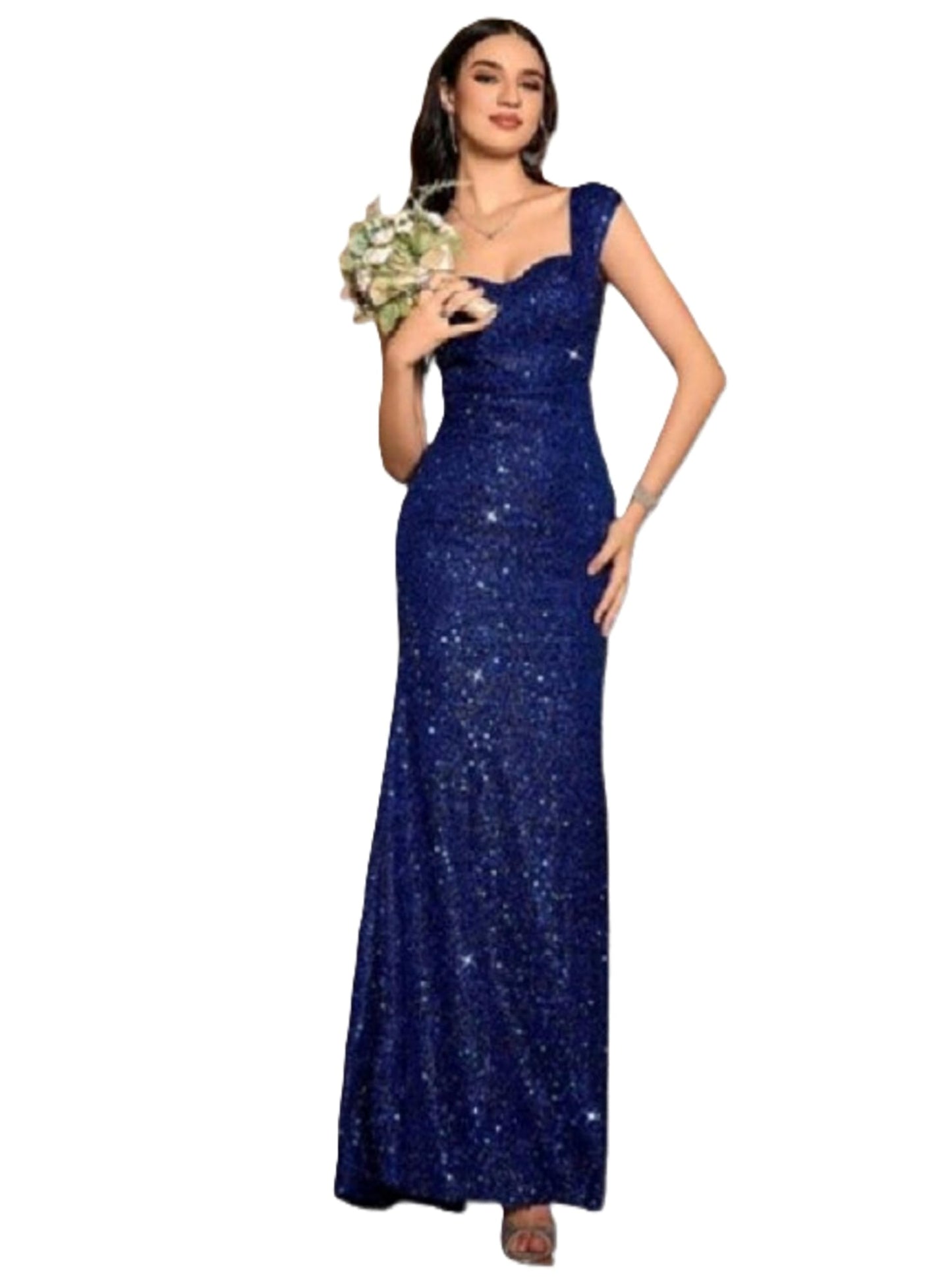 Fashion Fit Art Velvet Embroidery Work Fish Gown for Women (in, Alpha, M, Regular, Blue)