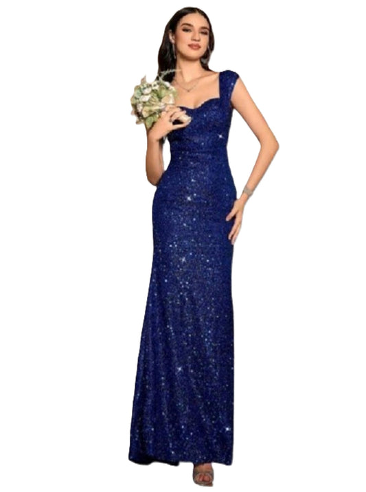 Fashion Fit Art Velvet Embroidery Work Fish Gown for Women (in, Alpha, M, Regular, Blue)