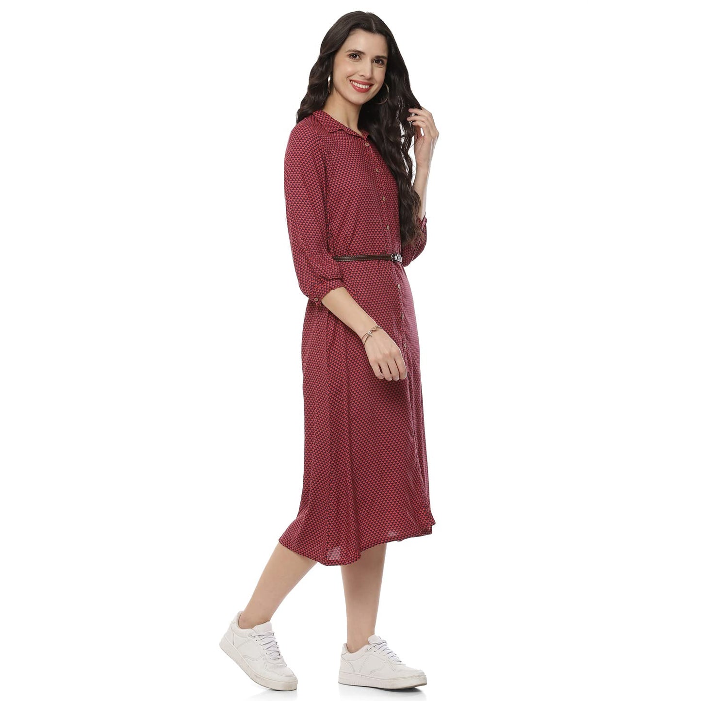 Rangriti Women's Ethnic Maroon Viscose Dress