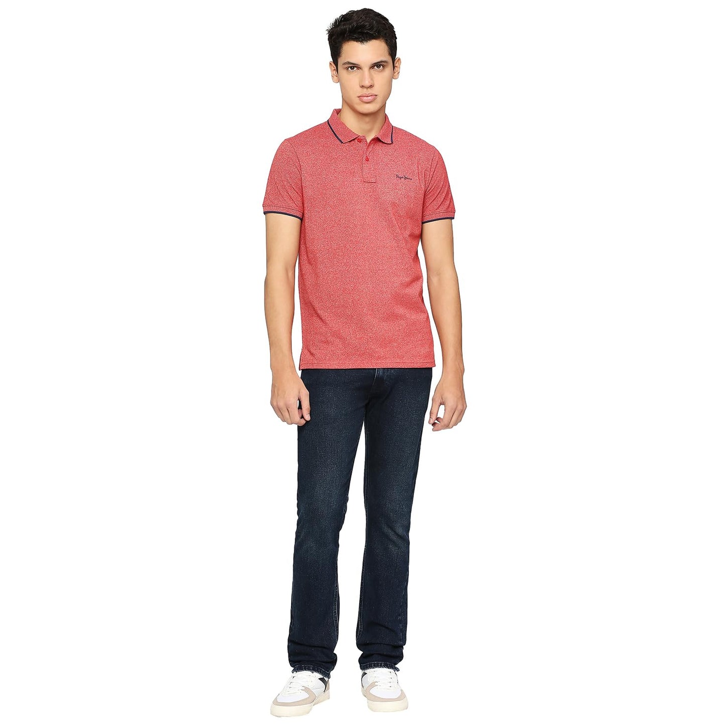 Pepe Jeans Men's Solid Regular Fit T-Shirt (PM542093_Dark RED